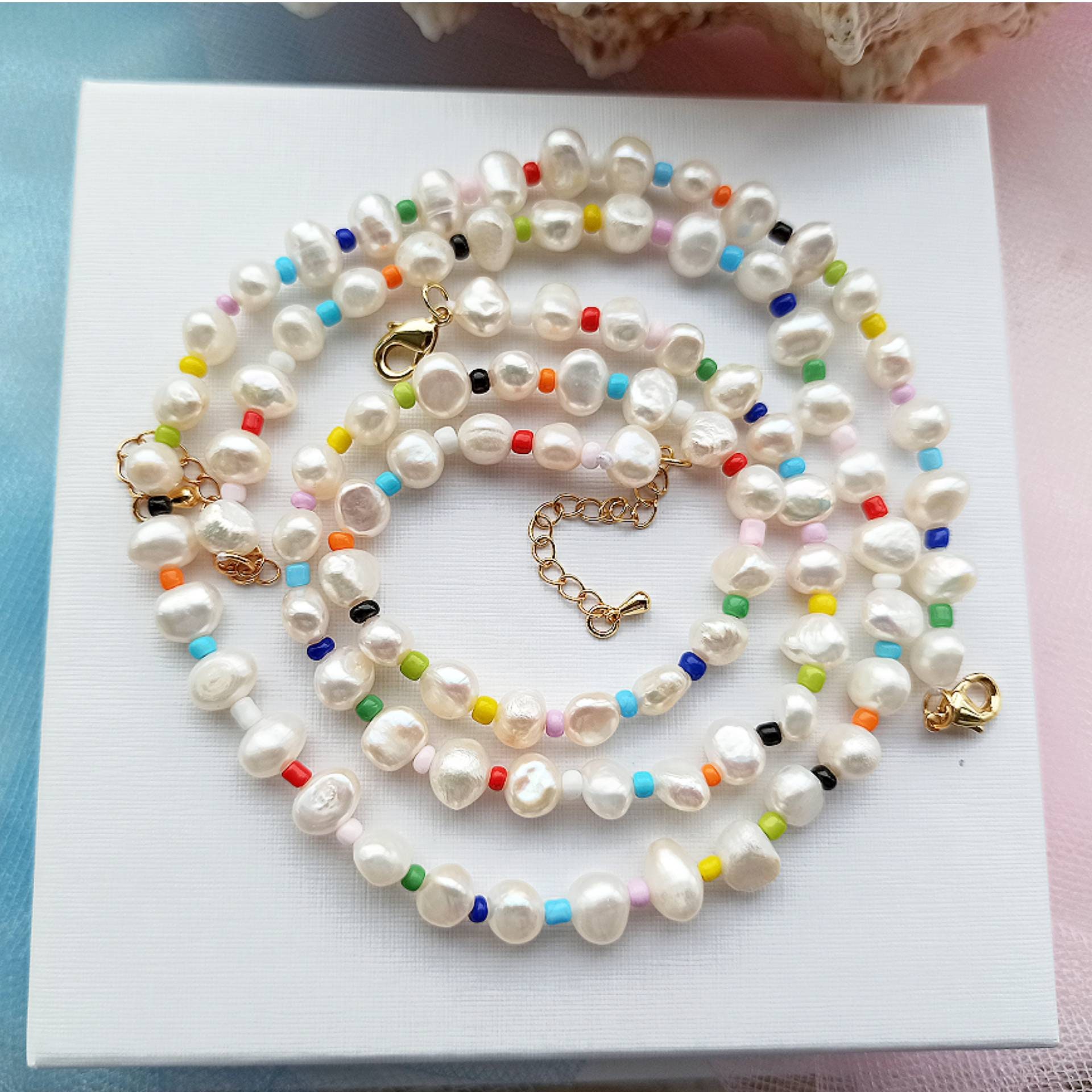 PEARL CANDY / Necklace With Natural Freshwater Pearls / Beaded Etsy