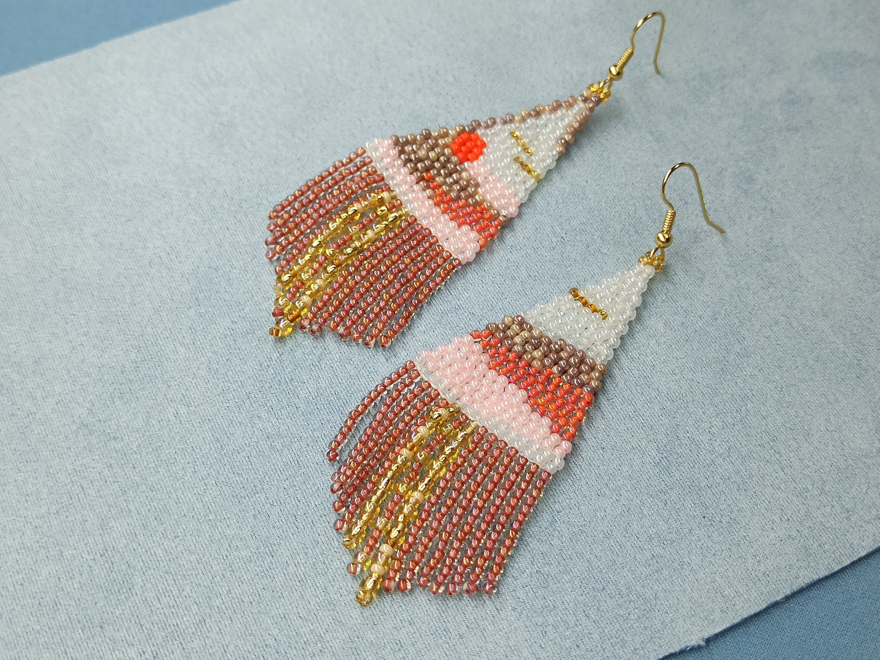 Beaded Indigenous Earrings / Fringe Dangle Earrings/ Earrings Etsy