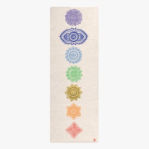 Chakra Hanf Yogamatte von Shakti warrior | 100% natürlich & ungiftig | Rutschfest | Langlebig