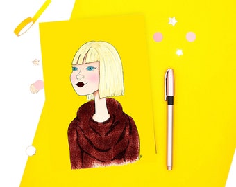 Illustrated Art Print | Blondie Girl Art Print | Cute Illustration Print | Character Wall Art | Wall Hanging