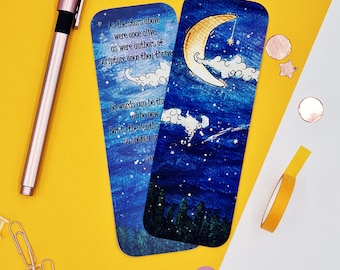 Illustrated Bookmark, Moon Bookmark, Luxury Soft, Velvet feel Bookmark, original artwork