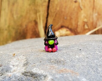 Teeny Tiny Micro Witch, Fairy Garden Gnome, Terrarium, Tiny Terrarium Halloween Figurine