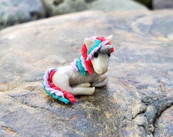 Teeny Tiny Micro Unicorn, Fairy Garden Terrarium Sculpture, Worlds Smallest Unicorn Figurine