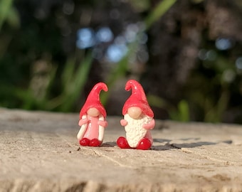 Tiny Micro Valentines Day Gnome, Fairy Garden Gnome, Terrarium, Tiny Terrarium Figurine