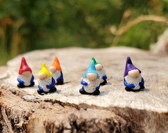 Tiny Micro Gnome, Rainbow Fairy Garden Gnome, Terrarium, Tiny Terrarium Figurine