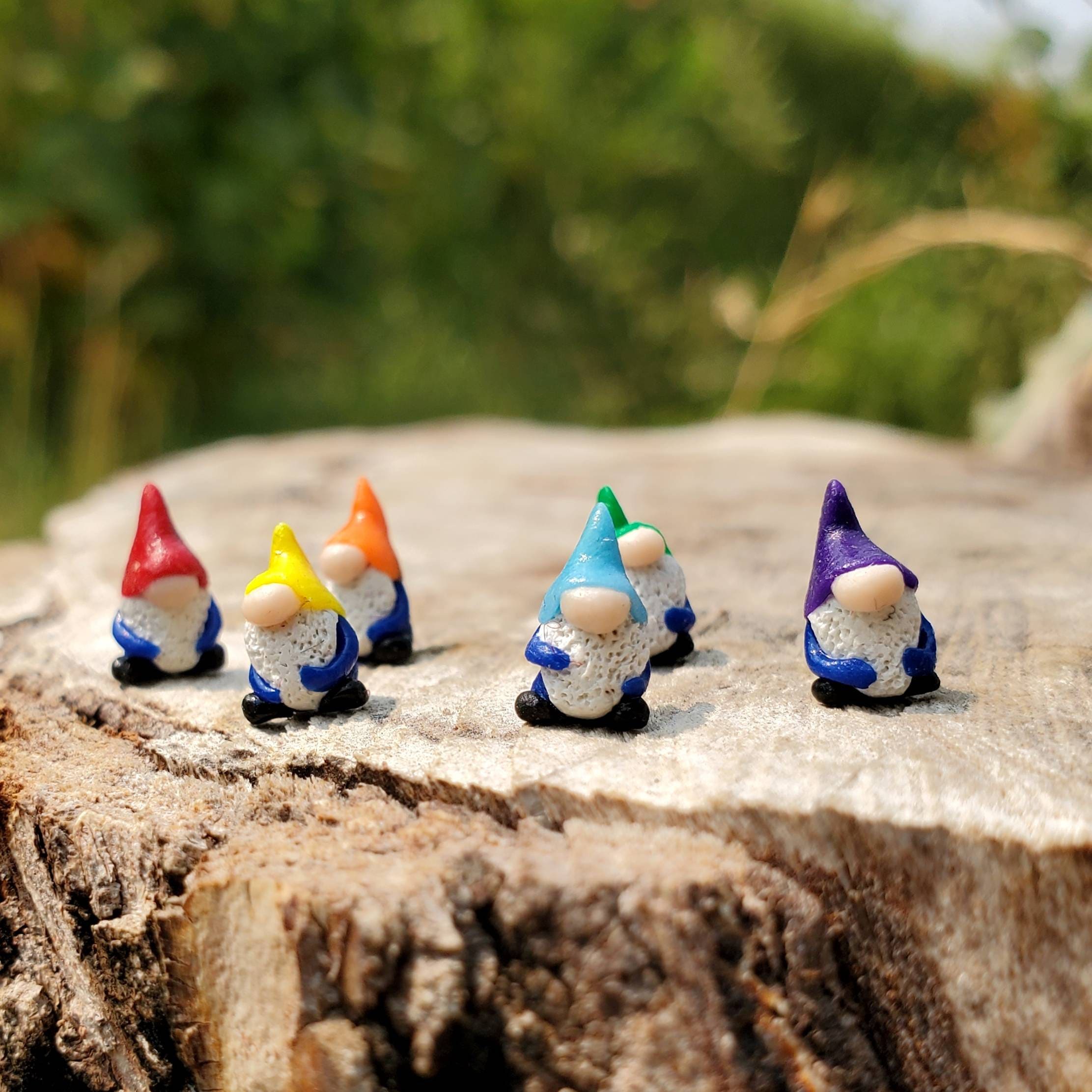 Tiny Micro Gnome, Rainbow Fairy Garden Gnome, Terrarium, Tiny