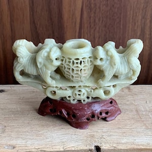 Foo Hund geschnitzte Sandstein-Skulptur, kleine Fu-Hunde-Figur, chinesisches Feng Shui kompliziertes Ausstellungsstück, Wächtertempel-Löwen