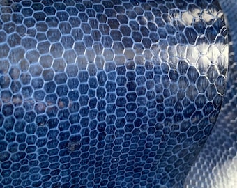 Authentic Italian Snakeskin Hides from Milan Italy, Dyed Blue Snakeskin Leather, Bona Fide Snakeskins with Visible Scales, Size Options