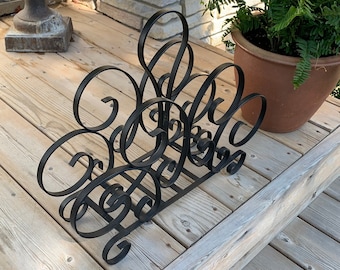 Black Wrought Iron Magazine Rack, Mid Century Magazine Holder, MCM Newspaper Holder, French Vintage, Circular Rounded Scroll Design