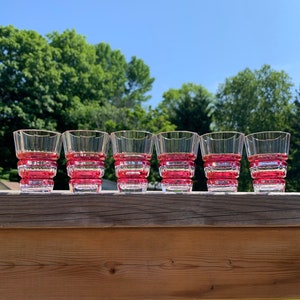 6 vasos de chupito transparentes y con diseño de arándanos, con estrías gruesas, bonitos vasos vintage para licor, juego de 6