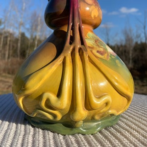 Stunning Antique Royal Bonn Vase, Art Nouveau Hand Painted Vase by Franz Anton Mehlem, Germany