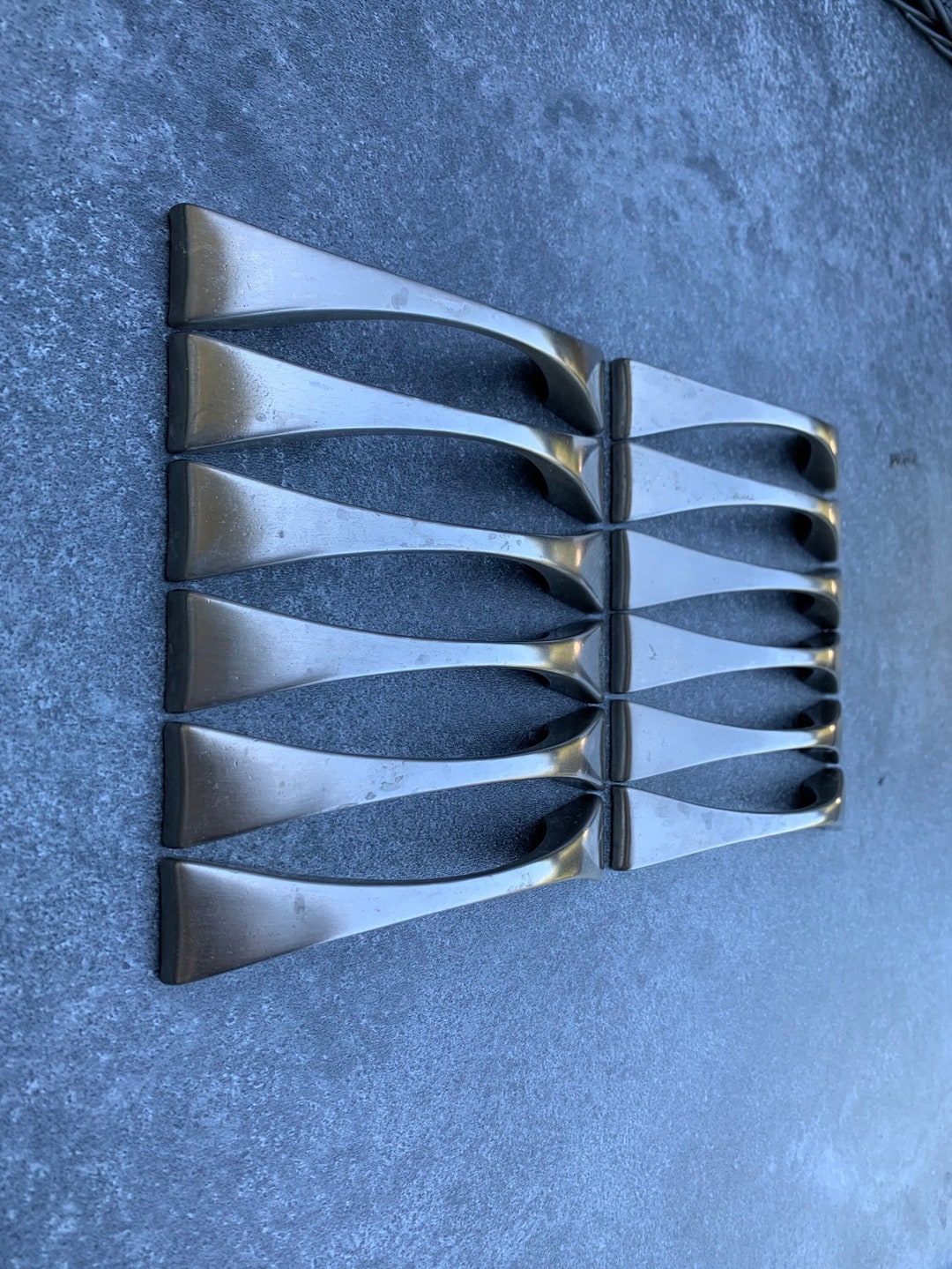 6x Retro Silver Chrome Drawer Pulls, Metal Arched Pulls, 33/4 Centres