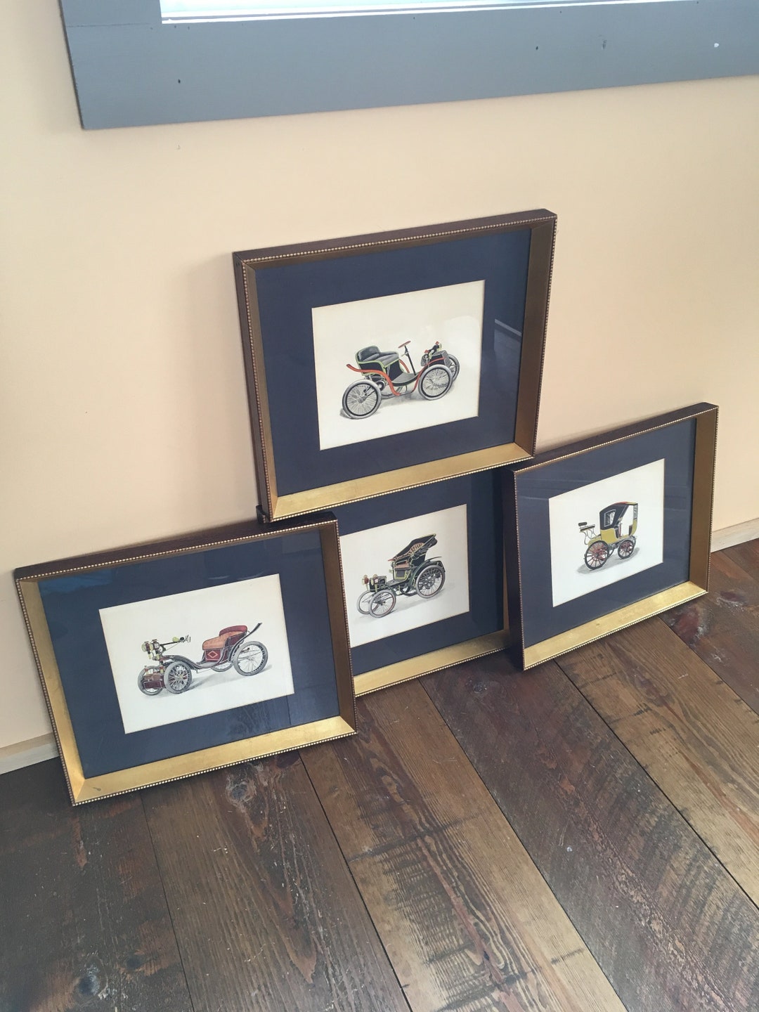 4X Vintage Automobile / Car Prints Framed Etsy