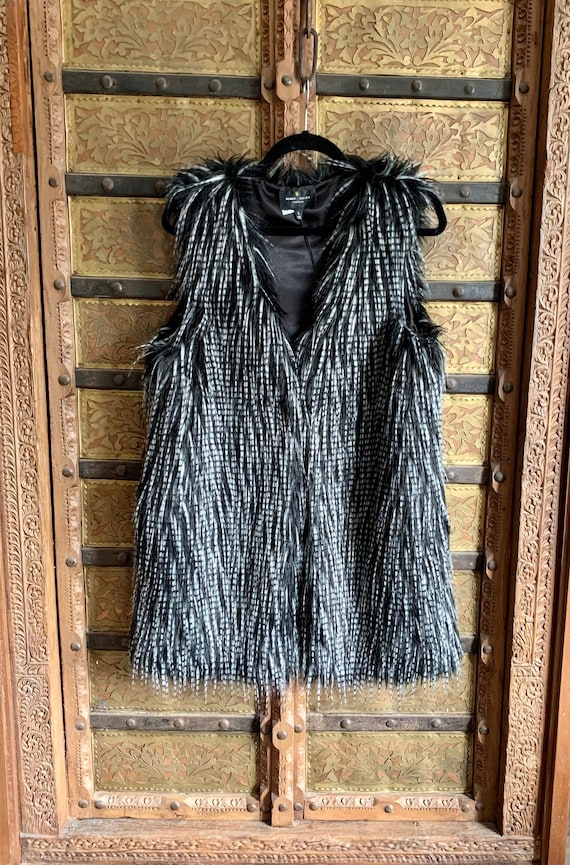 Gilet M L en fausses plumes de zebre pour femme gilet couture Romeo Juliette NSA avec etiquette fabuleux gilet rockin plume long avec poches fashionista Etsy France