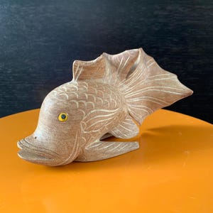 Hand Carved Wood Fish - Wooden Figurine - Handmade Wood Sculpture - Fish Sculpture with Intricate Detailing - 7&quot; Long Fish Figurine