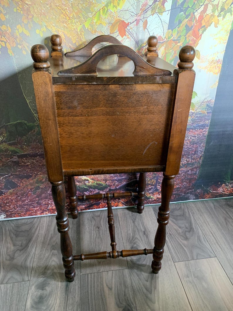Vintage Wood Smokers Stand, Humidor Side Table With Ornate
