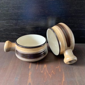 2x Pottery Soup Bowls - JI Stonecrest Lafayette Bowls with Handles - Handcrafted Stoneware Bowls - Earthenware - French Onion Soup Crocks