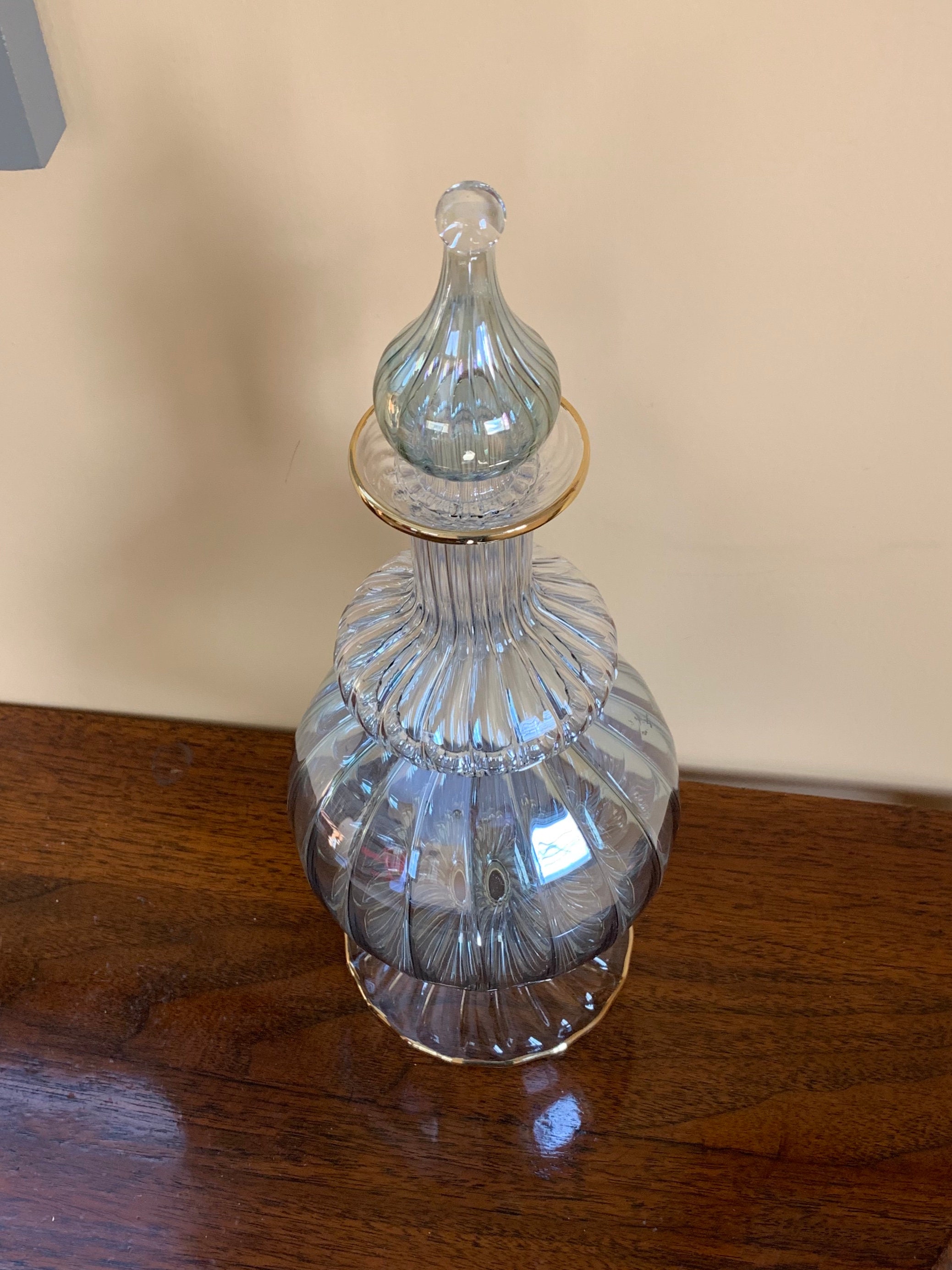 Egypt Hand Blown Glass Decanter Vintage Barware Vanity Etsy