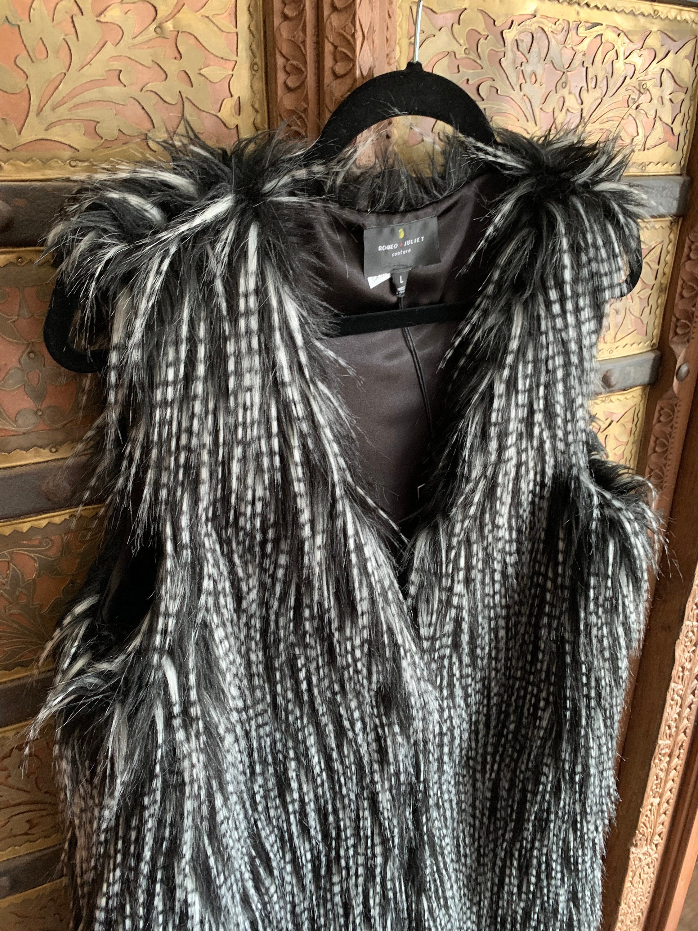 Chaleco de plumas de cebra sintética M/L para mujer, chaleco de - Main Image