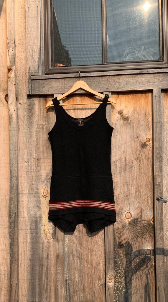 1920’s Hollywood Men’s Black Wool Knit Bathing Sui