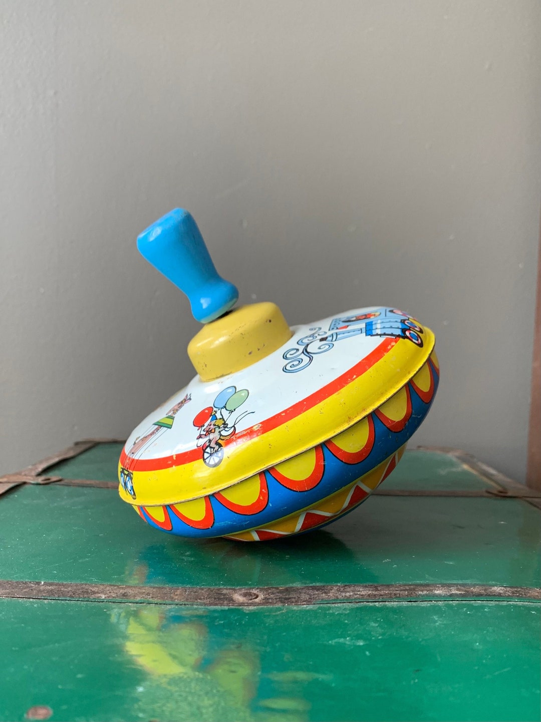 OHIO ART Spinning Top, Circus Train, Kids Tin Toy, Metal Spinning Top