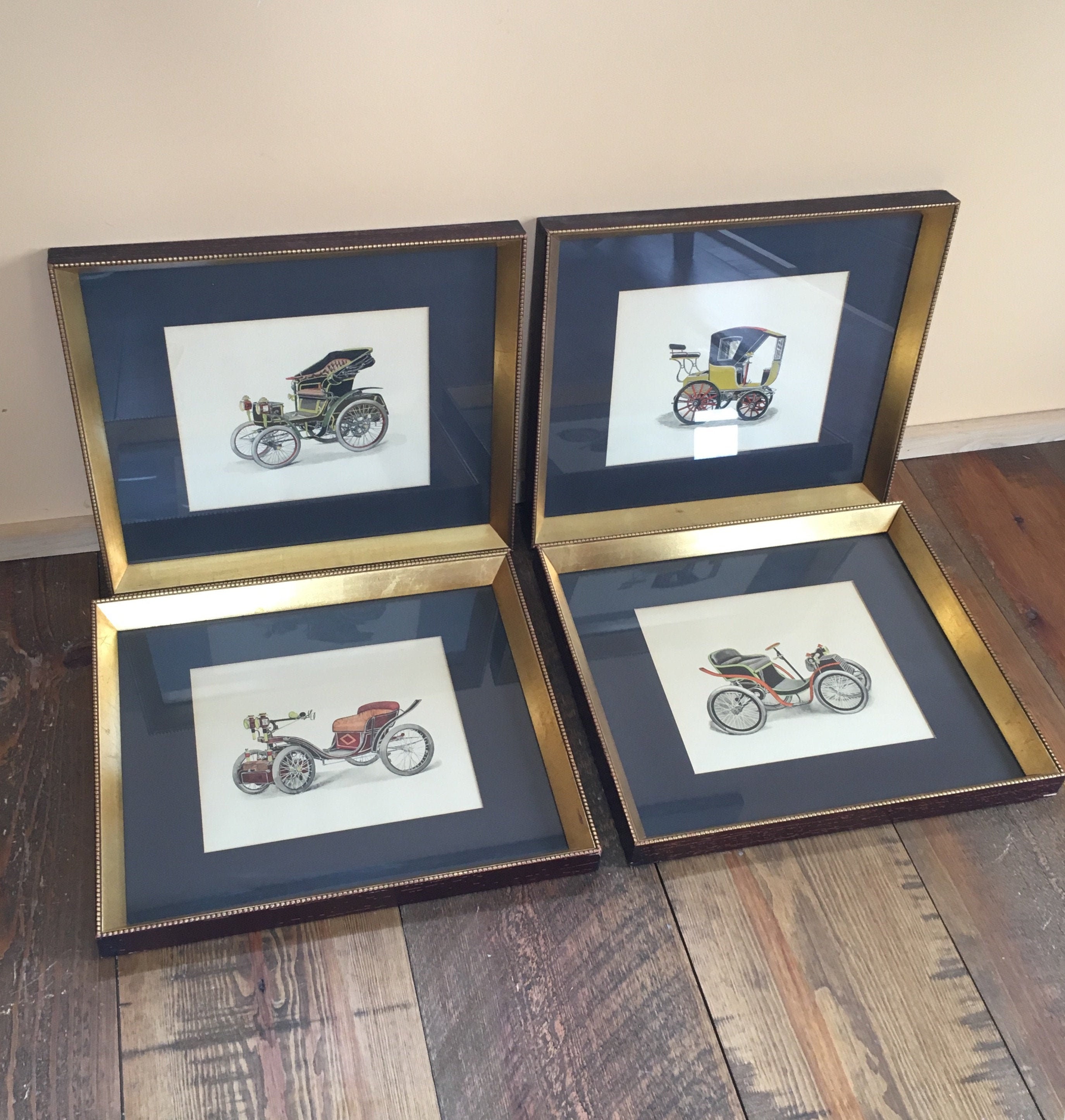 4X Vintage Automobile / Car Prints Framed Etsy