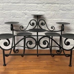 Vintage Metal Candelabra - Black Steel Candleholder - Fireplace Insert - Holds 8 Candles - Large Rustic Candle Holder - Farmhouse Decor