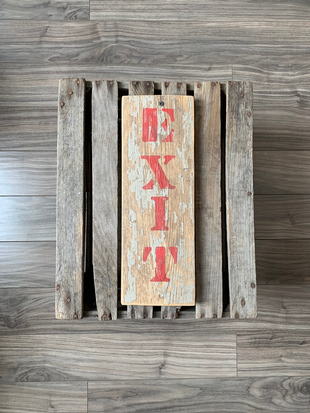 EXIT Wall Sign - Rustic Old Weathered Board Sign - Hand Made Sign ...