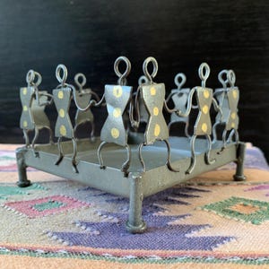 People - Metal Candle Holder - People Holding Hands - Large Pillar Candle Holder or Small Napkin Holder - Appetizer Napkin Holder