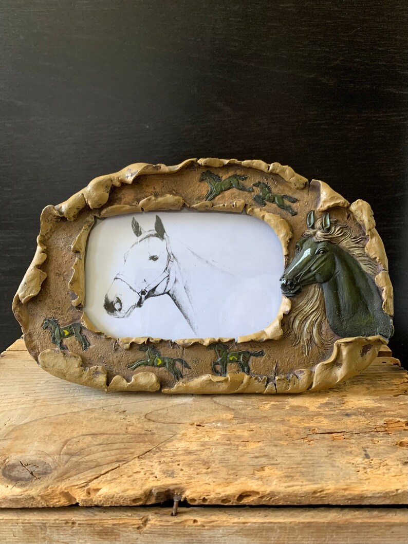 Resin Horse Picture Frame Horse Photo Frame Holds 4 X 6 Etsy