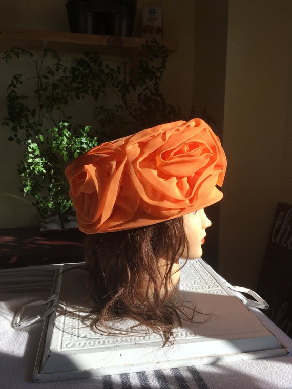 Vintage 60's Clover Lane Orange Hat
