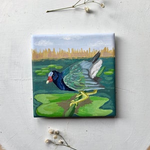 Purple Gallinule Hand-painted bird Coaster