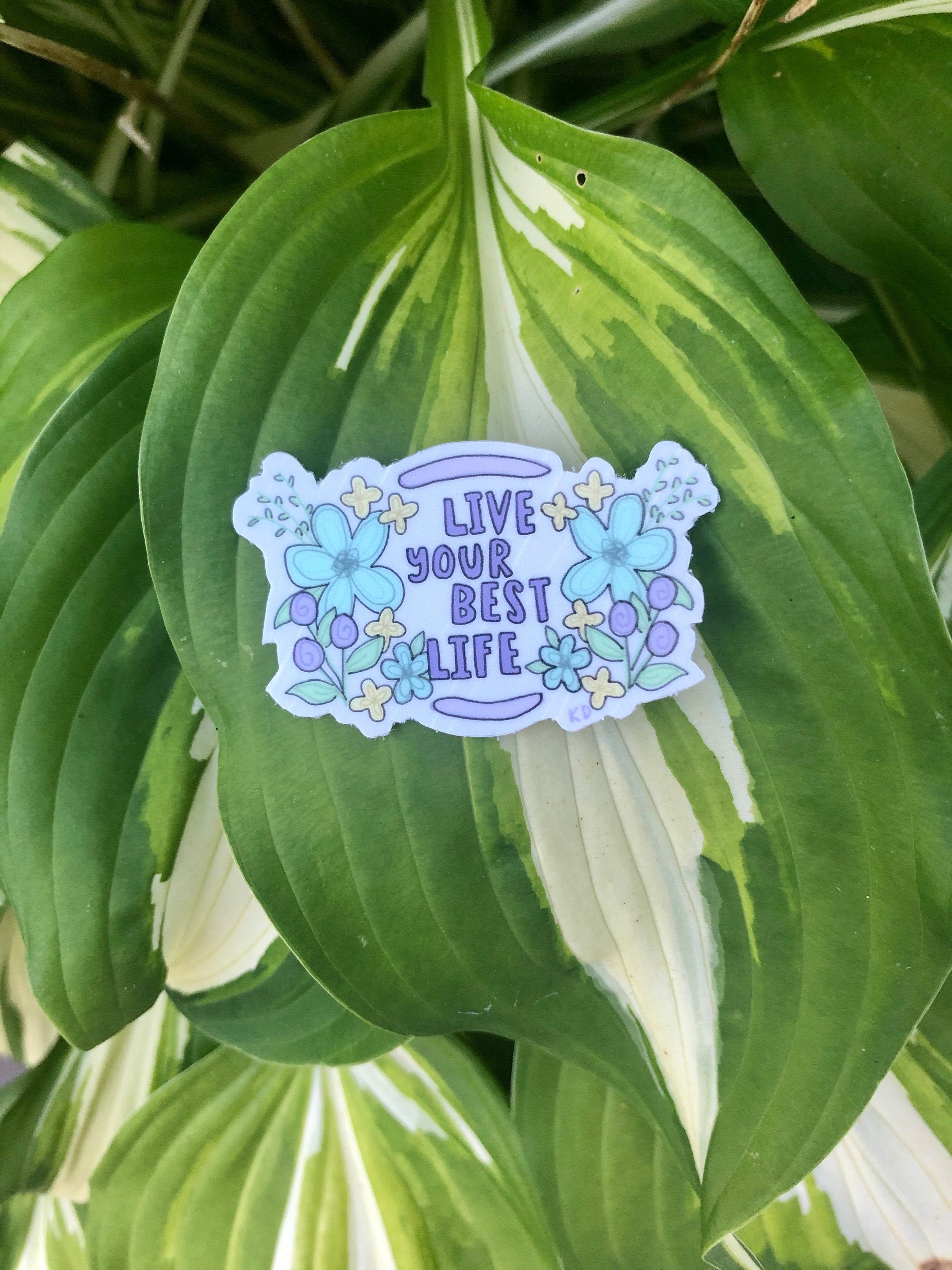 Live Your Best Life Vinyl Sticker, Inspirational Floral Sticker - Etsy