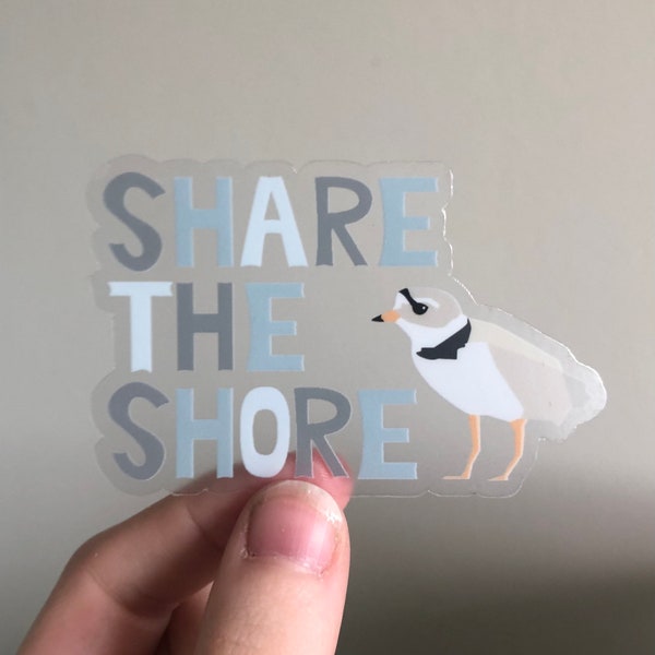 Share The Shore Piping Plover Clear 3” sticker for laptop or waterbottle- bird sticker