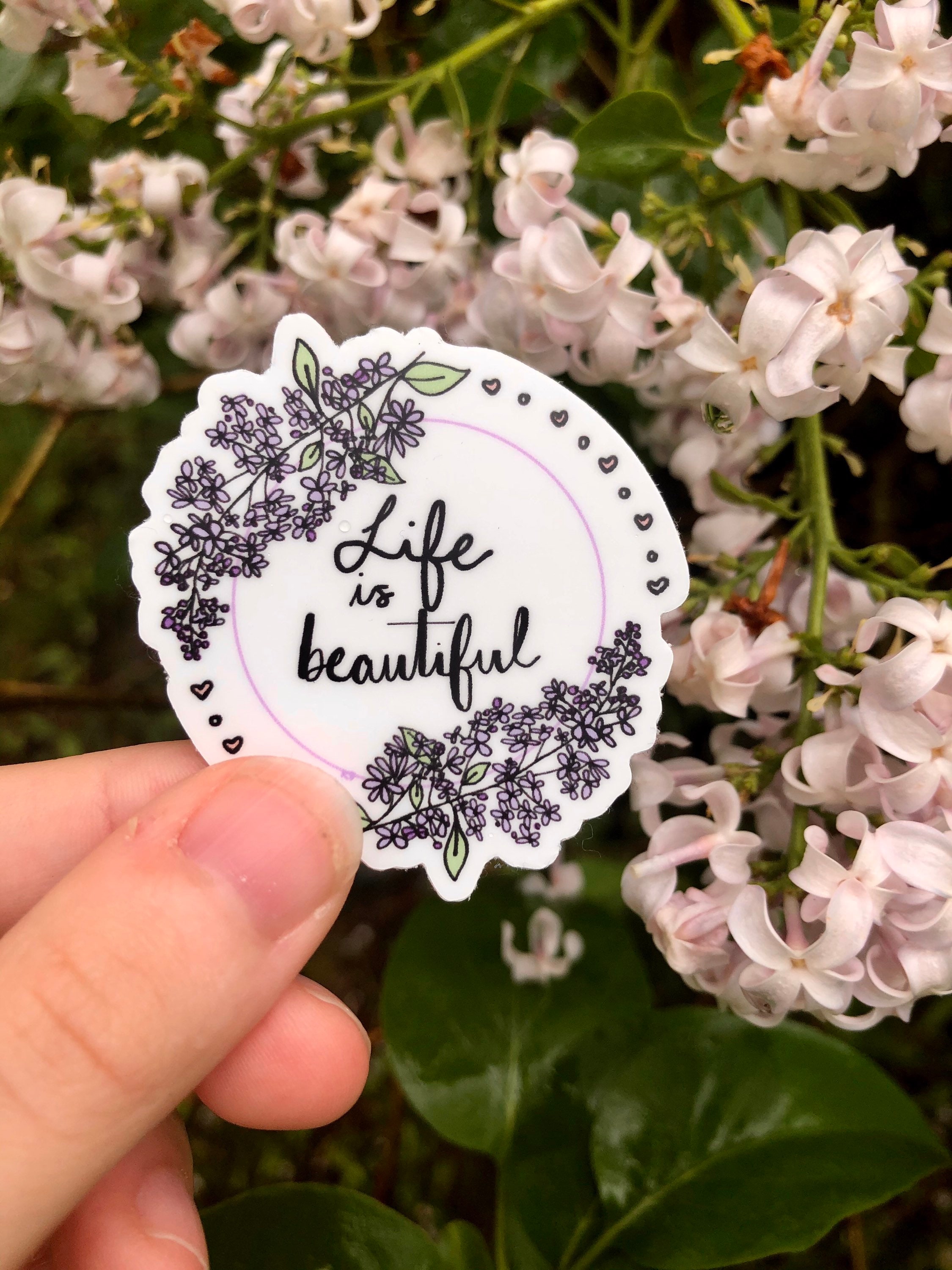Life is Beautiful Lilac Vinyl Sticker, Inspirational Quote - Etsy