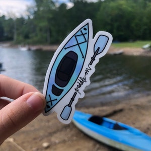 Paddle On Kayak Waterproof Sticker for Water bottle, Laptop, Notebook