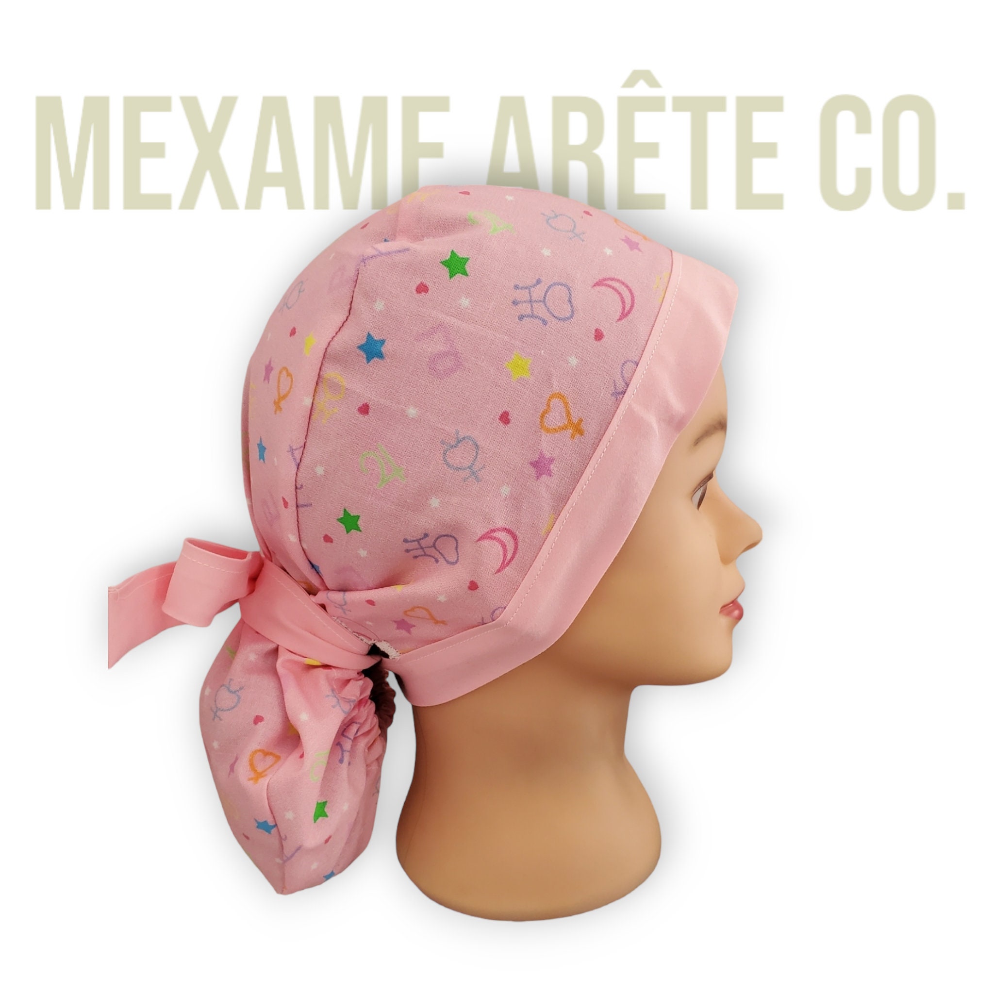 Pink Symbols Colorful Kawaii Scrub Cap Doctors, Veterinarian, Dentist, Chef, Nurse