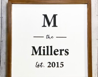 Custom Wood Framed Last Name Sign