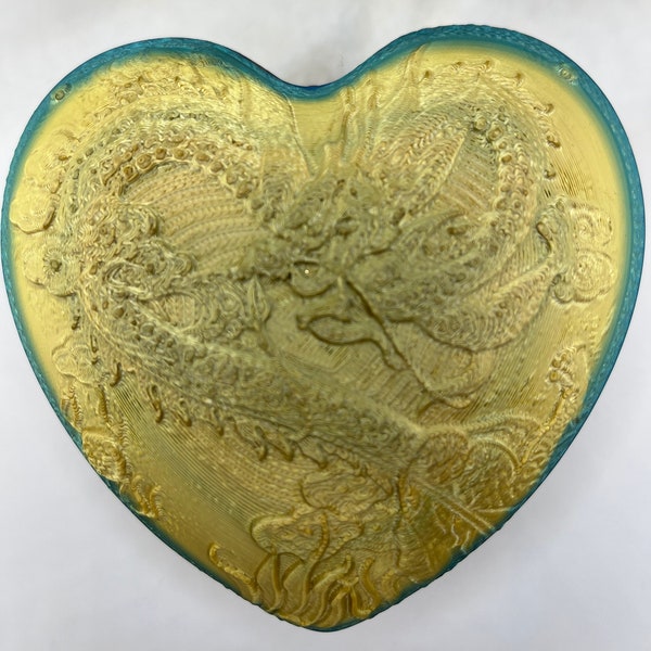 Heart Shaped Box With Dragon Lid - Jewelry Box - Gift Box | Hex3D | Storage Bathroom Accessory