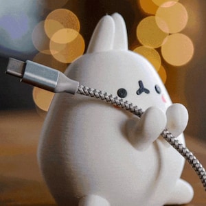 Porte-câbles lapin | Imprimé en 3D | Support de câble mignon - Accessoire mignon et amusant