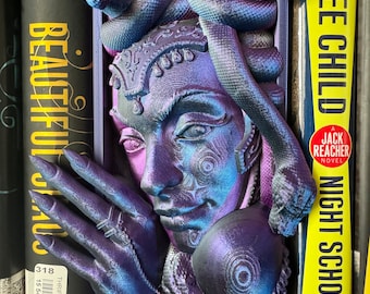 Sujetalibros Medusa - Rincón de libros / Impresión 3D / Decoración de estanterías - Decoración de sujetalibros - Decoración de fantasía