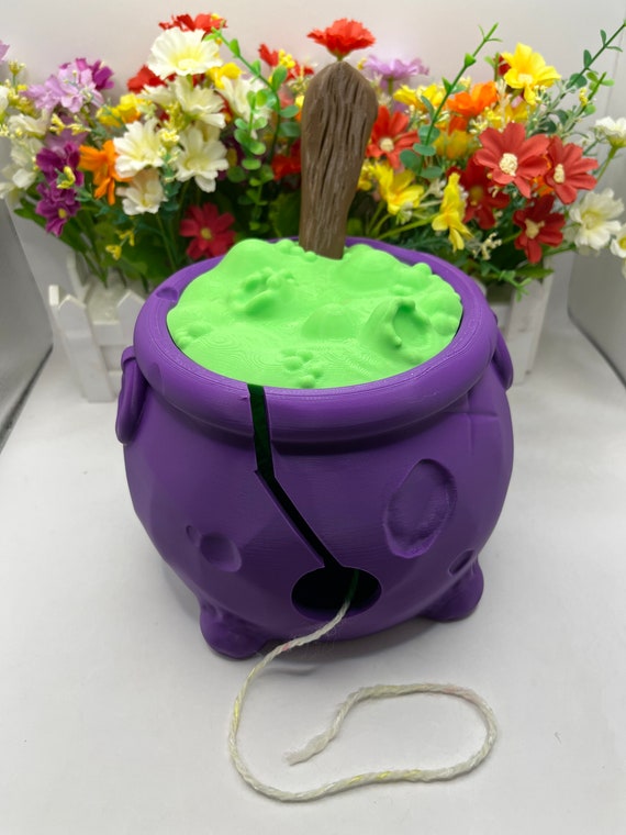 Cauldron Yarn Bowl With Lid 3d Printed Lidded Yarn Bowl Cracked Cauldron  Accessories Halloween Yarn Bowl 