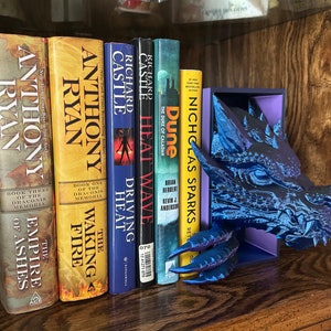 Dragon Emerging Bookend - Large Book Nook | 3D Printed | Book Shelf ...