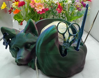 Cuenco de zorro con agujeros para herramientas / Impresión 3D / Accesorios para lana y crochet - Tejido artesanal - Crochet - Cuenco de zorro - Decoración de zorros - Decoración de animales