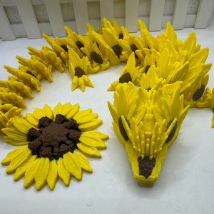 Articulated Sunflower Dragon | 3D Printed | Fidget Toy - Stress Toy - Desk Toy - Cinderwing Dragon - Read Description