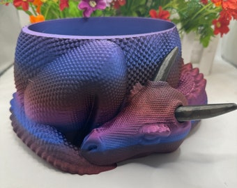 Horned Dragon Yarn Bowl  | 3D Printed | Dragon Yarn Bowl With Horns - Hobby Knitting - Crochet - Dragon Bowl - Dragon Decor - Fantasy Decor