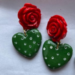 Nopales Earrings, Cactus Earrings, Polymerclay Earrings, Mexican Earrings, Hispanic Earrings. Aretes de Nopales image 1