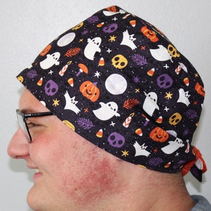 Spooky scrub cap/ surgical cap for men/women Reversible.