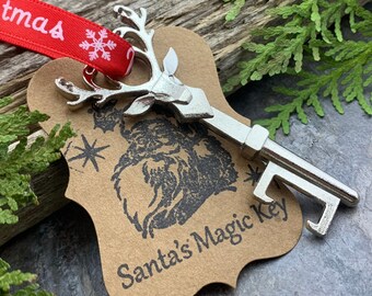 Llave mágica de Papá Noel, adorno para árbol de Navidad, llave de reno plateada, abridor de botellas, llave de la iglesia, relleno de medias, regalos para menores de 20 años, regalos para hombres