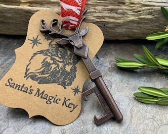 Llave mágica de Papá Noel, adorno para árbol de Navidad, llave de reno de cobre, abridor de botellas, relleno de medias, regalos para menores de 20 años, adornos para hombres, cinta